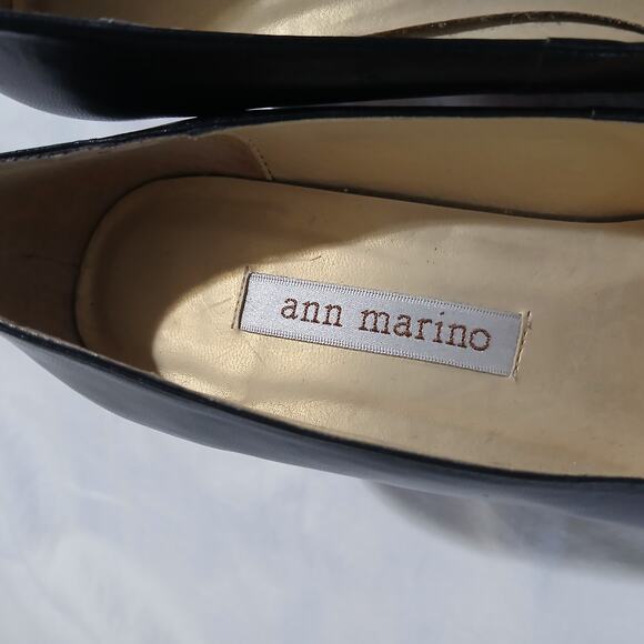 VTG Ann Marino 6 1/2 Black Leather Square-Toe 3" Heel Block Heel Classic - Picture 2 of 14